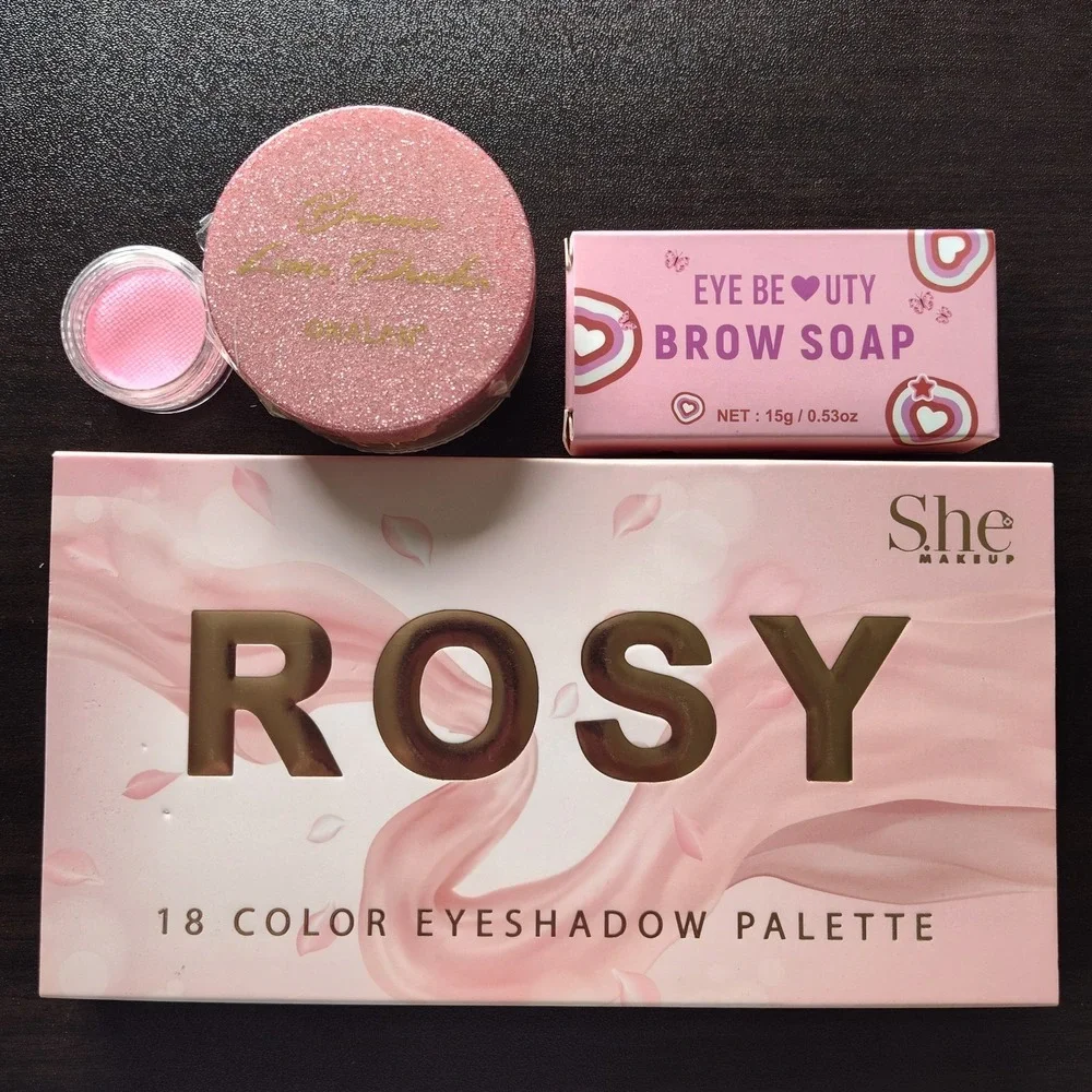 Makeup lot Rosy eyeshadow Okalan loose powder brow soap She makeup